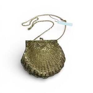 Kim Rogers Beaded Gold Shell Clutch